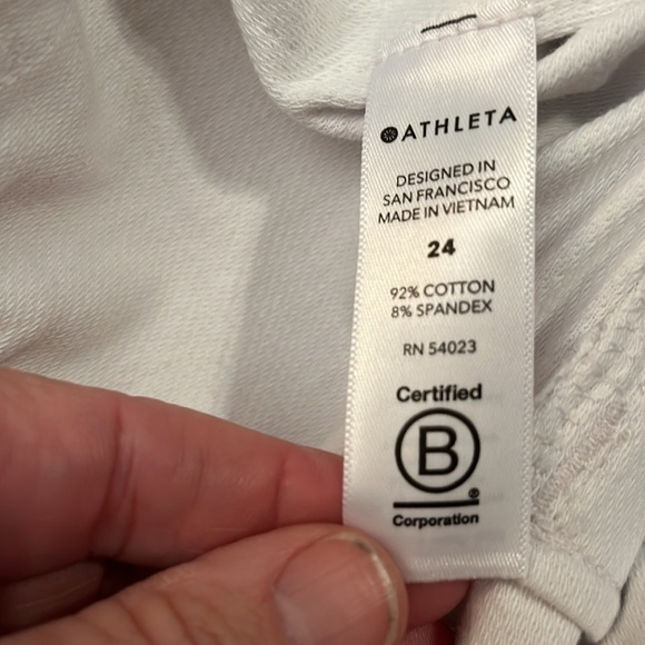 NWT-ATHLETA-W 24-white and gray-Farallon jogger. elastic & drawstring waistband. - Picture 8 of 13
